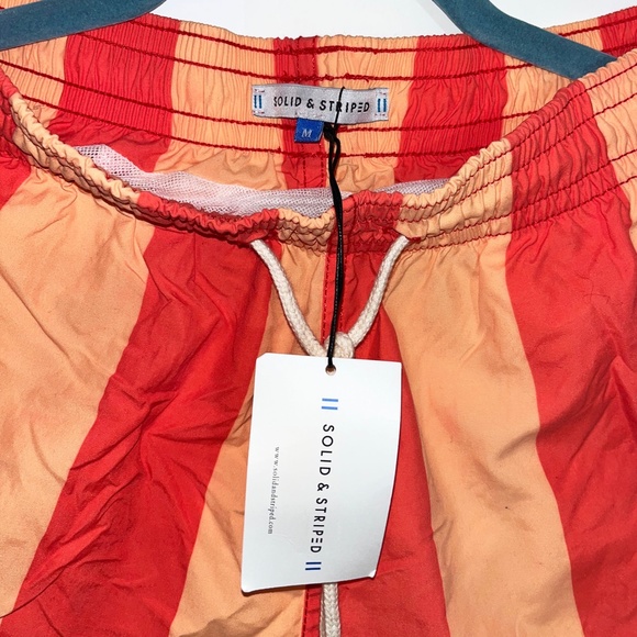 Solid & Striped Swim Trunks, Classic Fit, Red & Orange, Size M, NWT - Picture 3 of 3